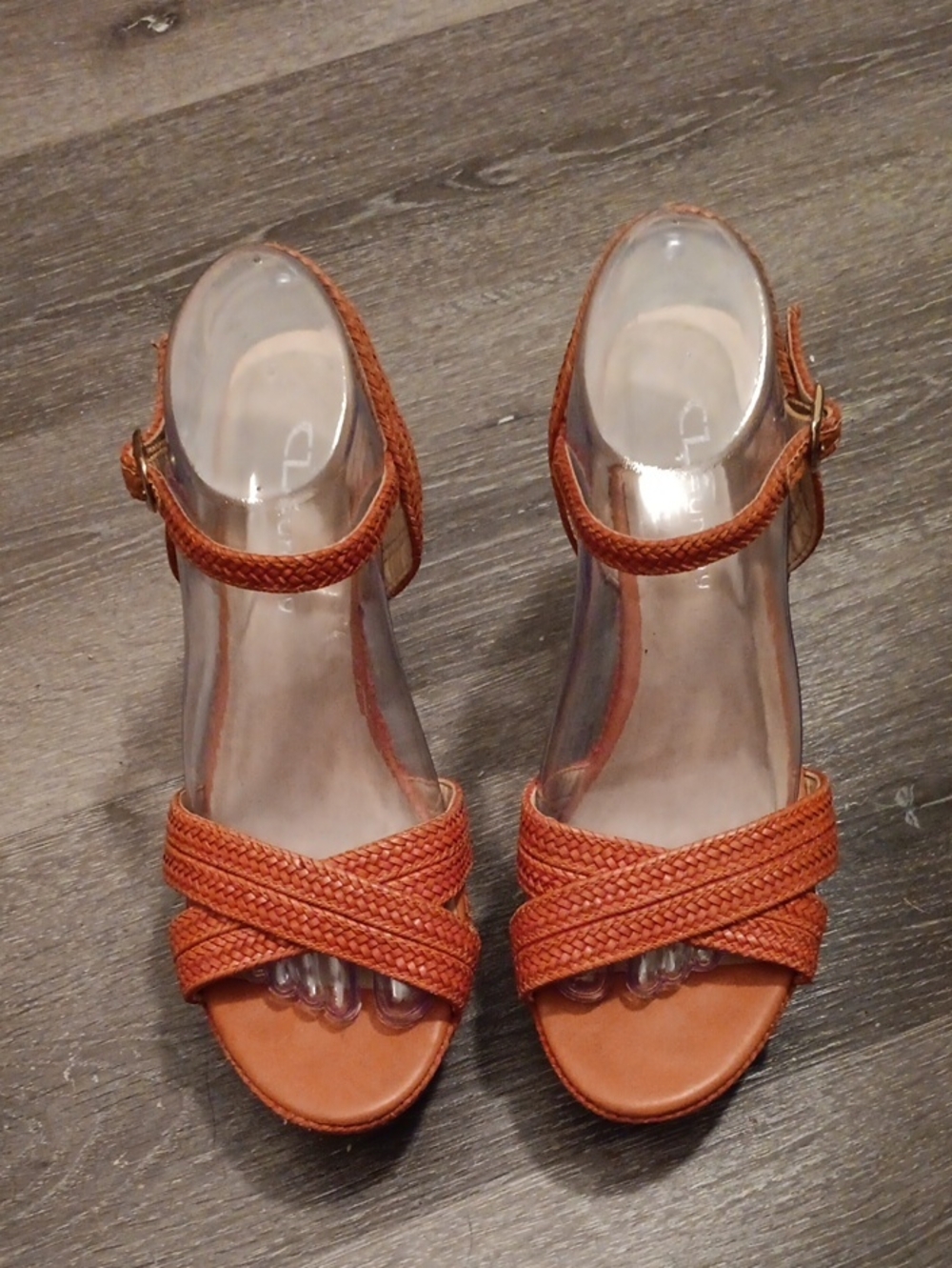 CL by Laundry Braided Ankle-Strap Heels in Burnt Orange